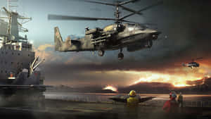 Spectacular Kamov Ka-52 Helicopter Mid-flight Wallpaper