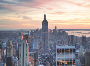 Spectacular Sunset Over The New York Skyline Wallpaper