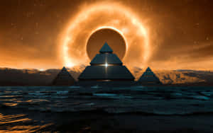 Spellbinding View Of The Pyramid Of The Moon Against A Starry Sky Wallpaper