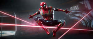 Spider Man Jumping On Laser Marvel 3440x1440 Wallpaper