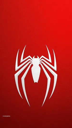 Spider Man Ps4 Silver Logo On Red Mobile Wallpaper