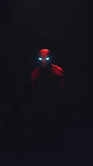 Spiderman Glowing Eyes 2k Amoled Wallpaper