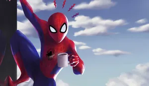 Spiderman Swinging Through The City Wallpaper
