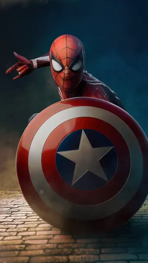 Spiderman With Shield 4k Marvel Iphone Wallpaper
