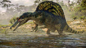 Spinosaurus Fishing For Prey Wallpaper