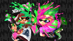 Splatoon 2 Pink Vs Green Inkling Wallpaper