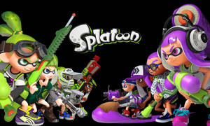 Splatoon Purple Vs. Green Inkling Wallpaper