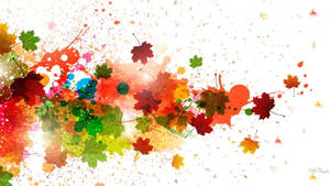 Splatter Paint Leaves Wallpaper