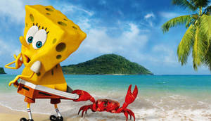 Spongebob And A Crab Wallpaper