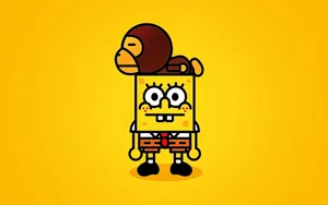 Spongebob And Monkey Funny Cartoon Wallpaper