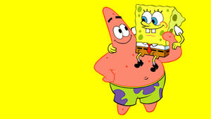 Spongebob And Patrick Bright Yellow Desktop Wallpaper