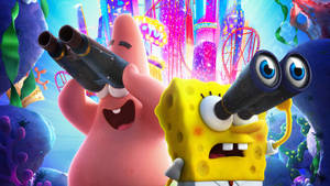 Spongebob And Patrick Cool Binoculars Wallpaper