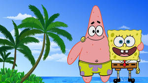 Spongebob And Patrick Tropical Getaway Wallpaper