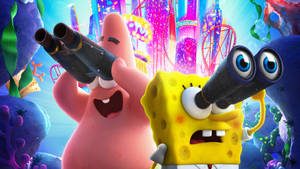 Spongebob And Patrick With Binoculars Wallpaper