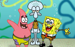 Spongebob And Patrick With Squidward Wallpaper