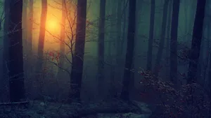 Spooky And Mysterious Vibes Erupting From The Night Sky Wallpaper