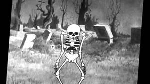 Spooky Black And White Skeleton Wallpaper