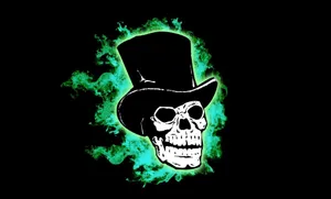 Spooky Halloween Skeleton In Graveyard Scene Wallpaper