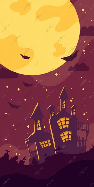 Spooky Old Haunted House Halloween Phone Wallpaper