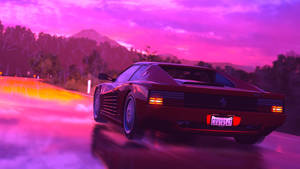 Sports Car Retrowave Wallpaper