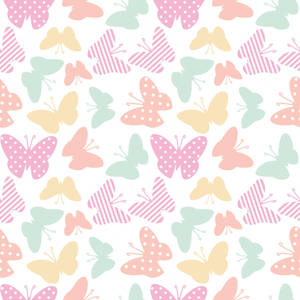 Spotted And Stripe Pastel Butterflies Wallpaper