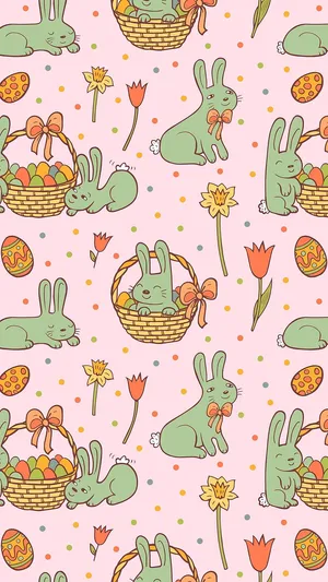 Spring Iphone Green Easter Bunnies Wallpaper