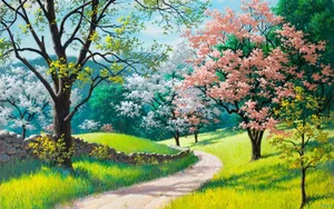Spring Landscape Painting Wallpaper