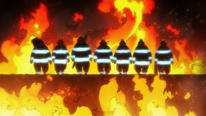 Squad Goals - The Courageous Team Of Fire Force Company 8 Wallpaper