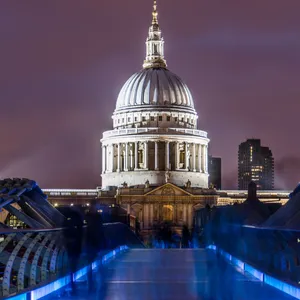 St. Paul's Cathedral Millennium Bridge Night View Wallpaper