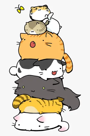 Stack Of Kawaii Cats Wallpaper