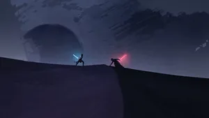Star Wars Lightsaber Duel Ultra Wide Wallpaper