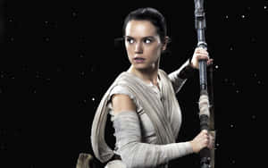 Star Wars The Force Awakens Rey With Staff Wallpaper