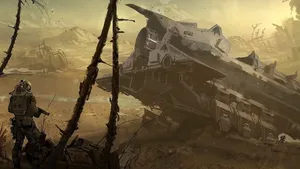 Starfield Wrecked Spaceship Wallpaper