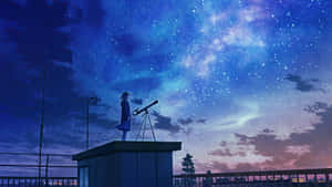 Stargazing Enthusiastwith Telescope Wallpaper