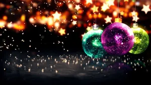 Starry Colorful Christmas Balls Wallpaper