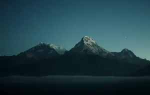 Starry Evening Mountains Professional Desktop Wallpaper