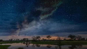 Starry Night On The Okavango Delta Wallpaper