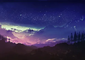 Starry Night Sky Beautiful Anime Scenery Wallpaper