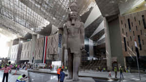Statue Inside The Historical Grand Egyptian Museum Wallpaper