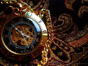 Steampunk Gold Necklace Watch Wallpaper
