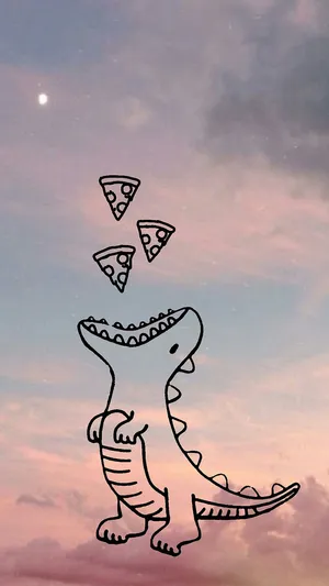 Stegosaurus Pizza Aesthetic Dino Wallpaper