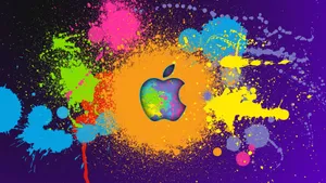 Stenciled Cool Mac Logo Paint Splatter Wallpaper