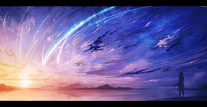 Step Into The Stars And Explore Your Name With The Magical Cosmic Anime Sky! Wallpaper