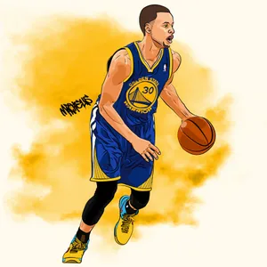 Stephen Curry Flicking The Ball Through The Basketball Hoop Wallpaper