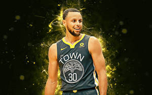 Stephen Curry Yellow Streaks Nba Desktop Wallpaper