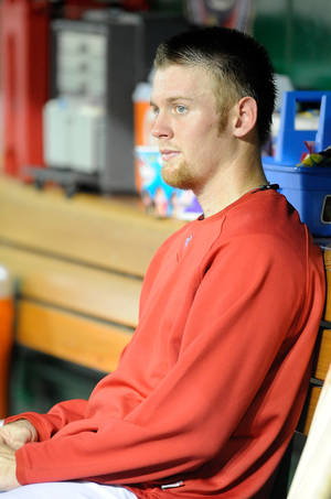 Stephen Strasburg Younger Sitting On The Bench Wallpaper