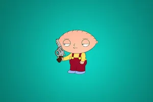 Stewie Griffin Holding A Gun Wallpaper