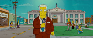 Stoic Looking Reporter From The Simpsons Movie Wallpaper