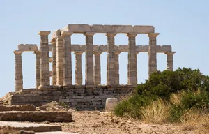 Stone Pillars Temple In Sounion Wallpaper