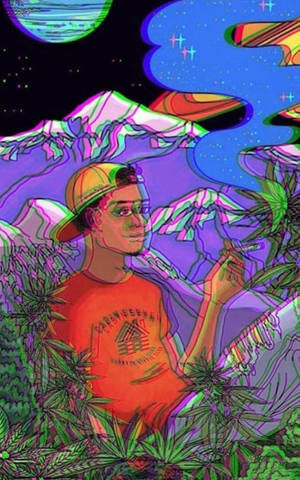 Stoned Boy In Forest Cartoon Wallpaper